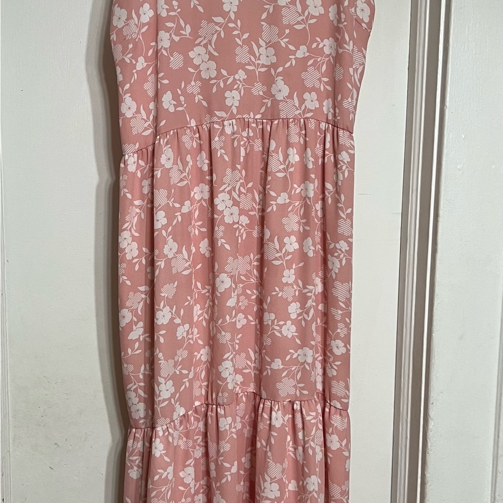 Pink and White Ruffled Tiered Sundress
